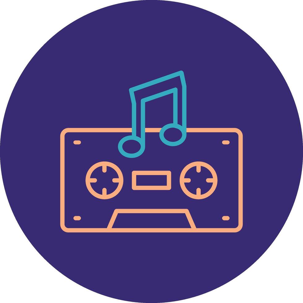 Cassette Line Two Color Circle Icon vector