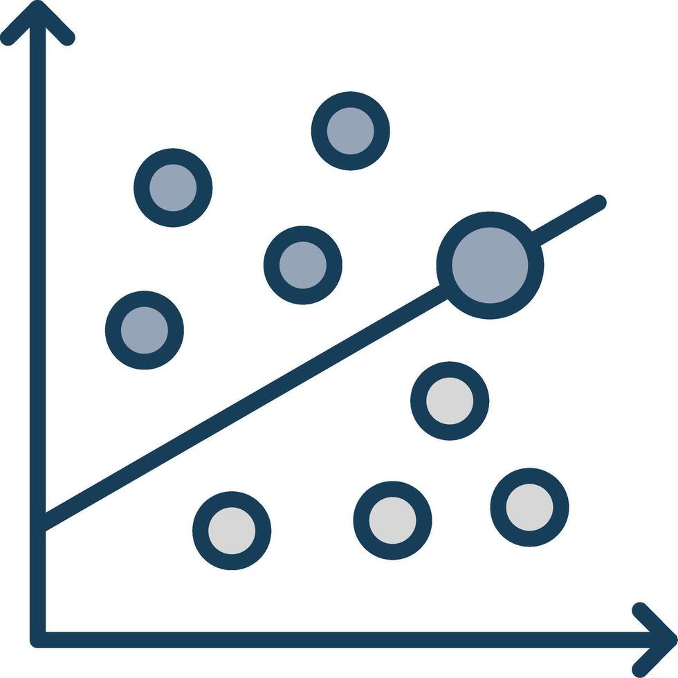 Scatter Graph Line Filled Grey Icon vector