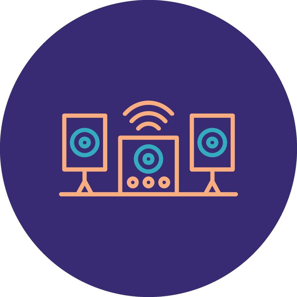 Audio System Line Two Color Circle Icon vector