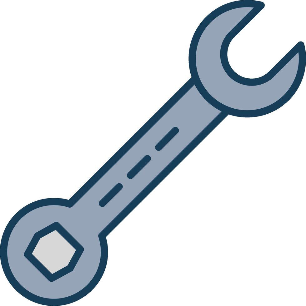 Spanner Line Filled Grey Icon vector