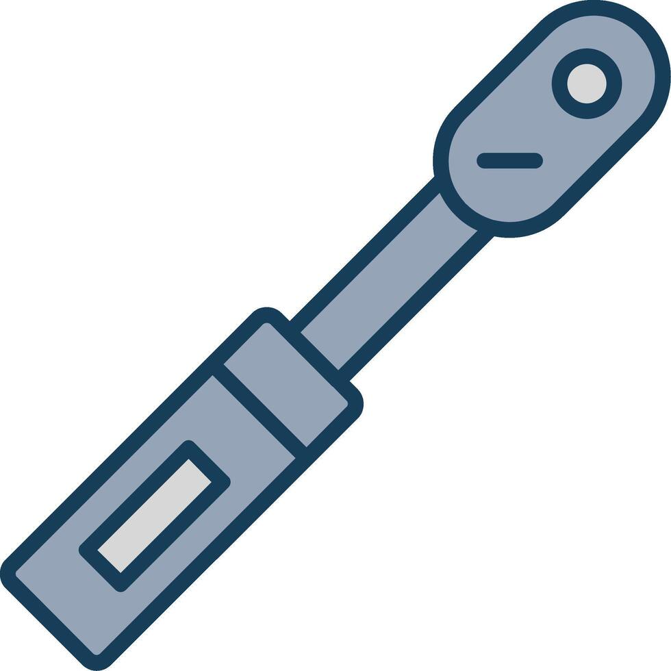 Torque Wrench Line Filled Grey Icon vector