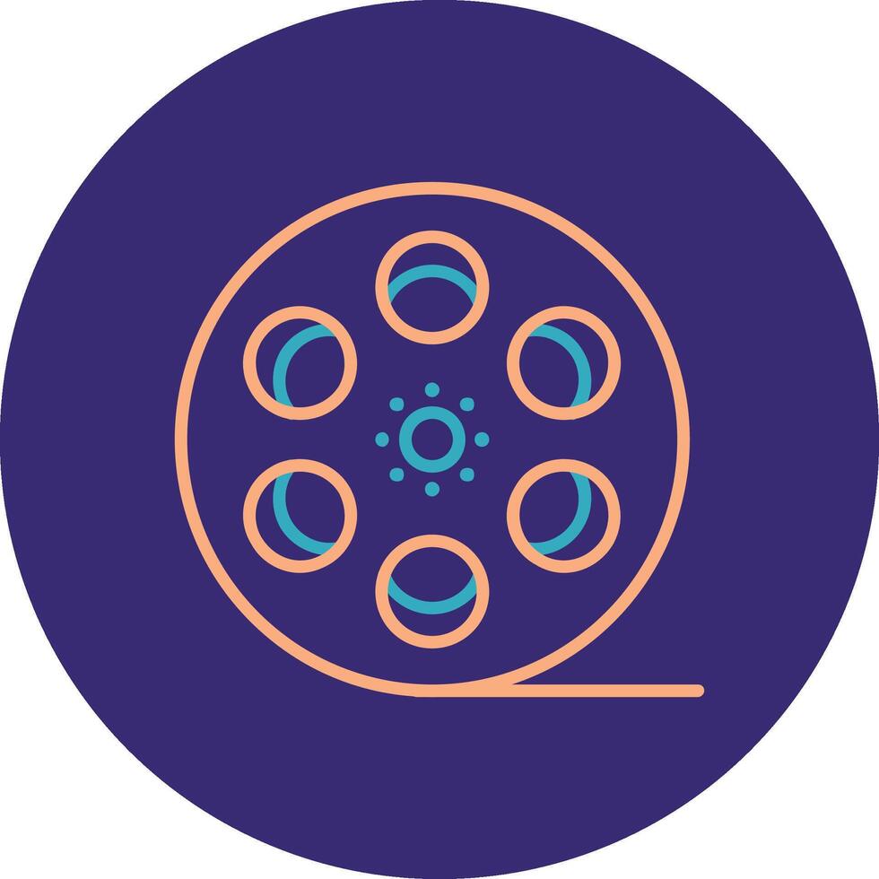 Film Reel Line Two Color Circle Icon vector