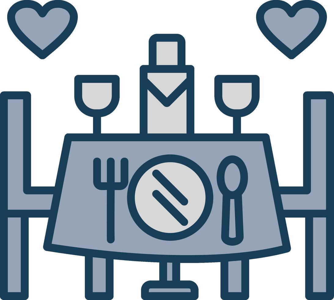 Wedding Dinner Line Filled Grey Icon vector