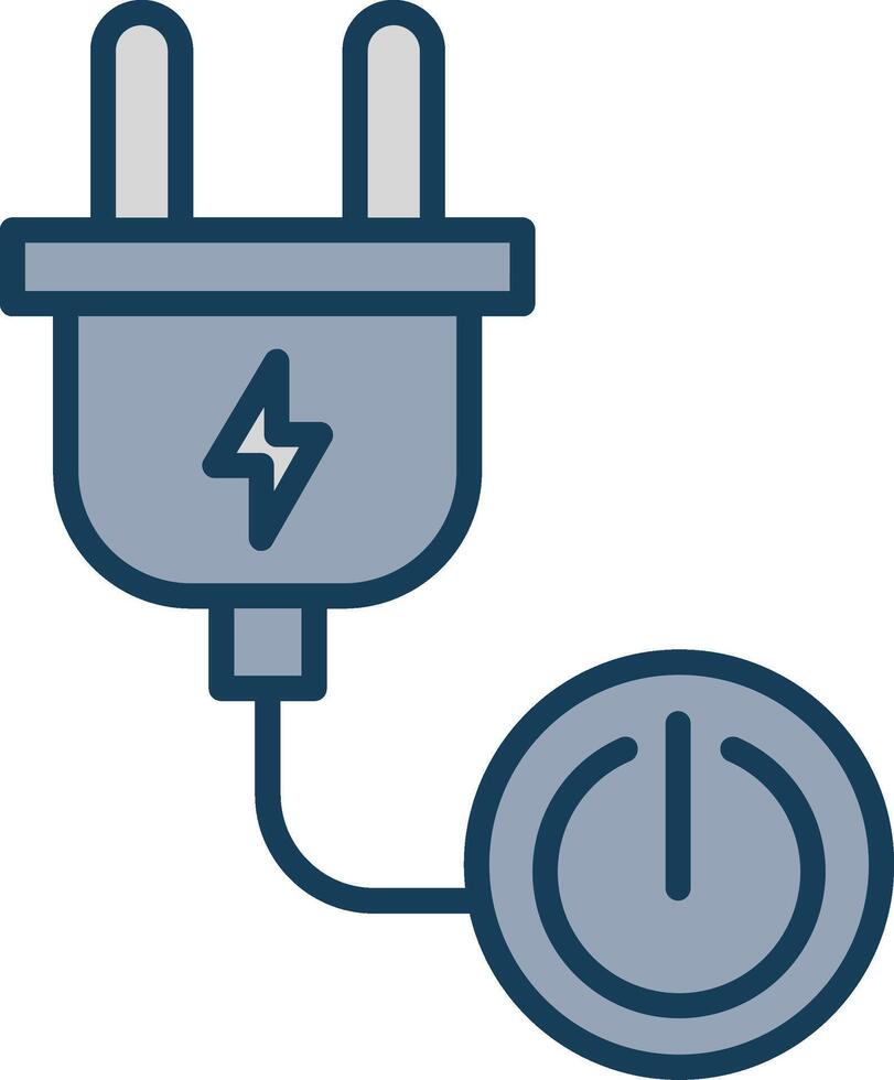 Power Button Line Filled Grey Icon vector