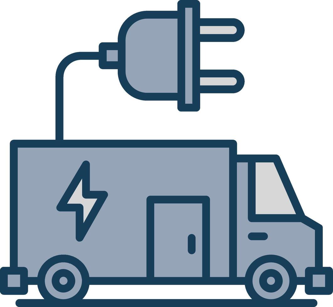 Electric Vehicle Line Filled Grey Icon vector