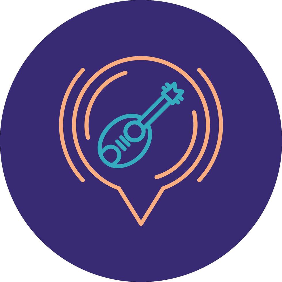 Guitar Line Two Color Circle Icon vector