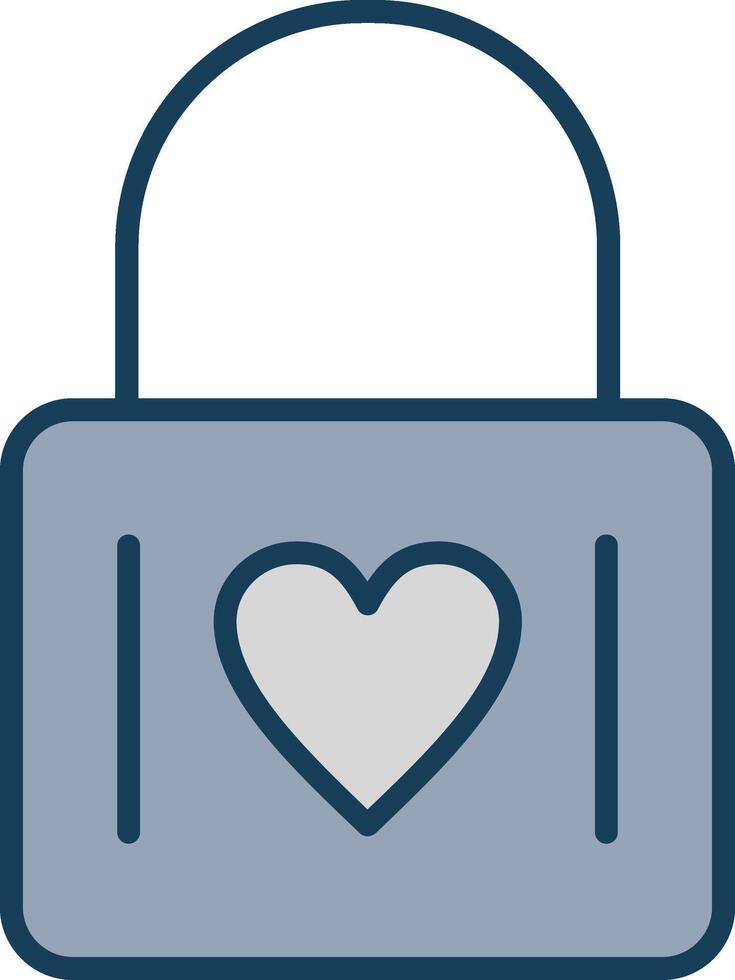 Heart Lock Line Filled Grey Icon vector