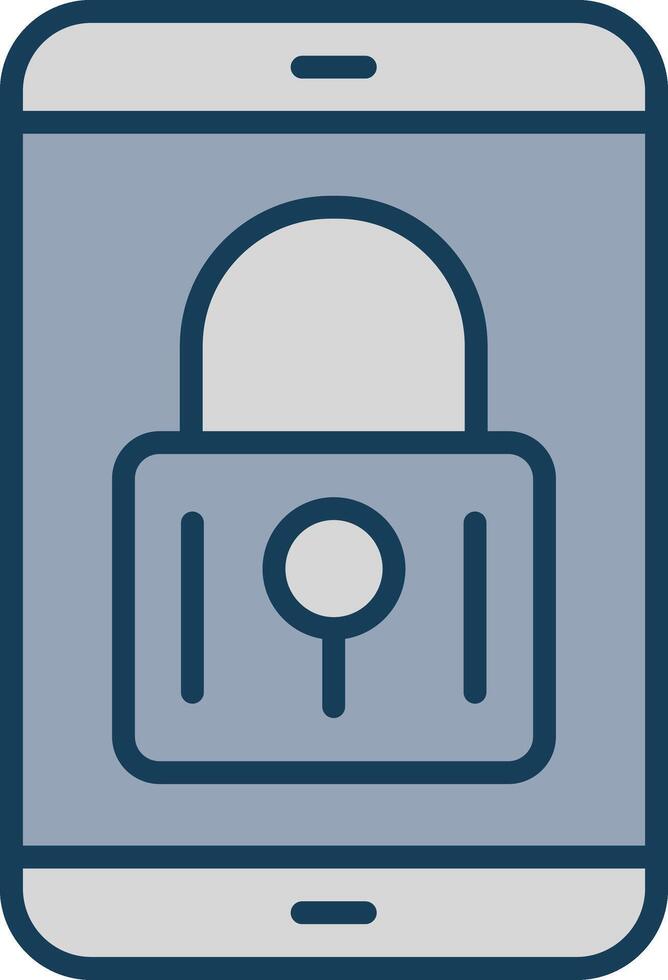 Mobile Security Line Filled Grey Icon vector