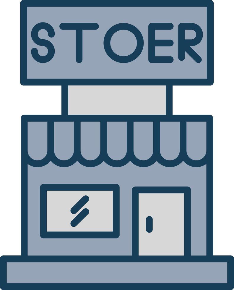 Store Line Filled Grey Icon vector