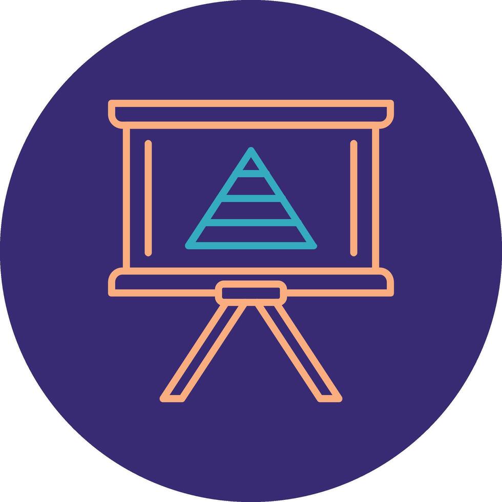 Pyramid Chart Line Two Color Circle Icon vector