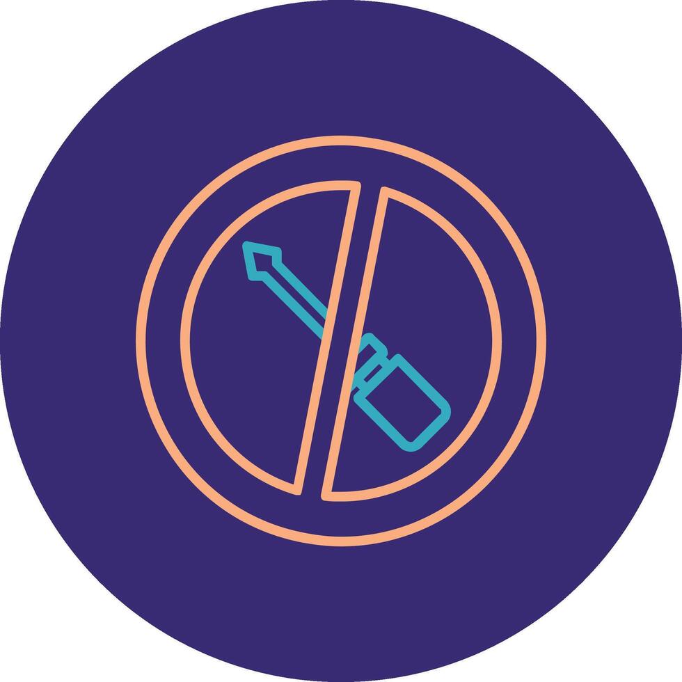 No Screwdriver Line Two Color Circle Icon vector
