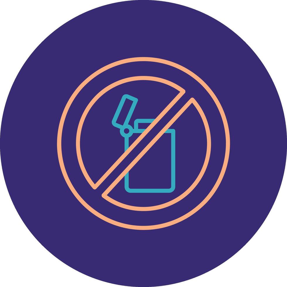 No Lighter Line Two Color Circle Icon vector