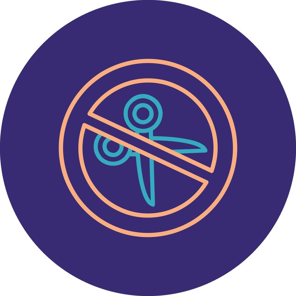 No Scissors Line Two Color Circle Icon vector