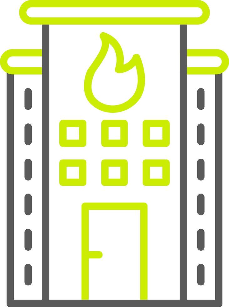 Fire Station Line Two Color Icon vector