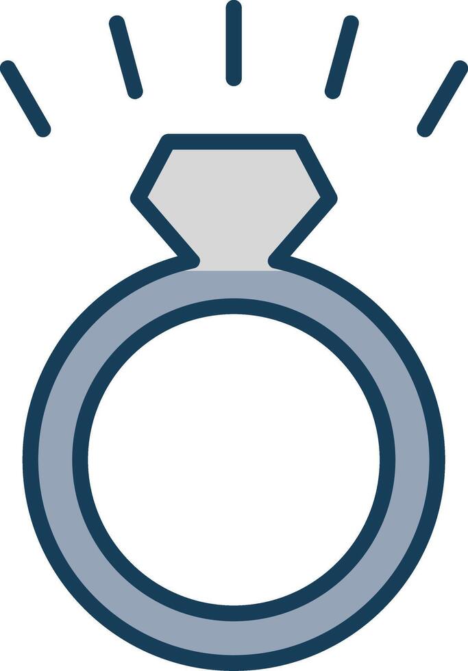 Diamond Ring Line Filled Grey Icon vector