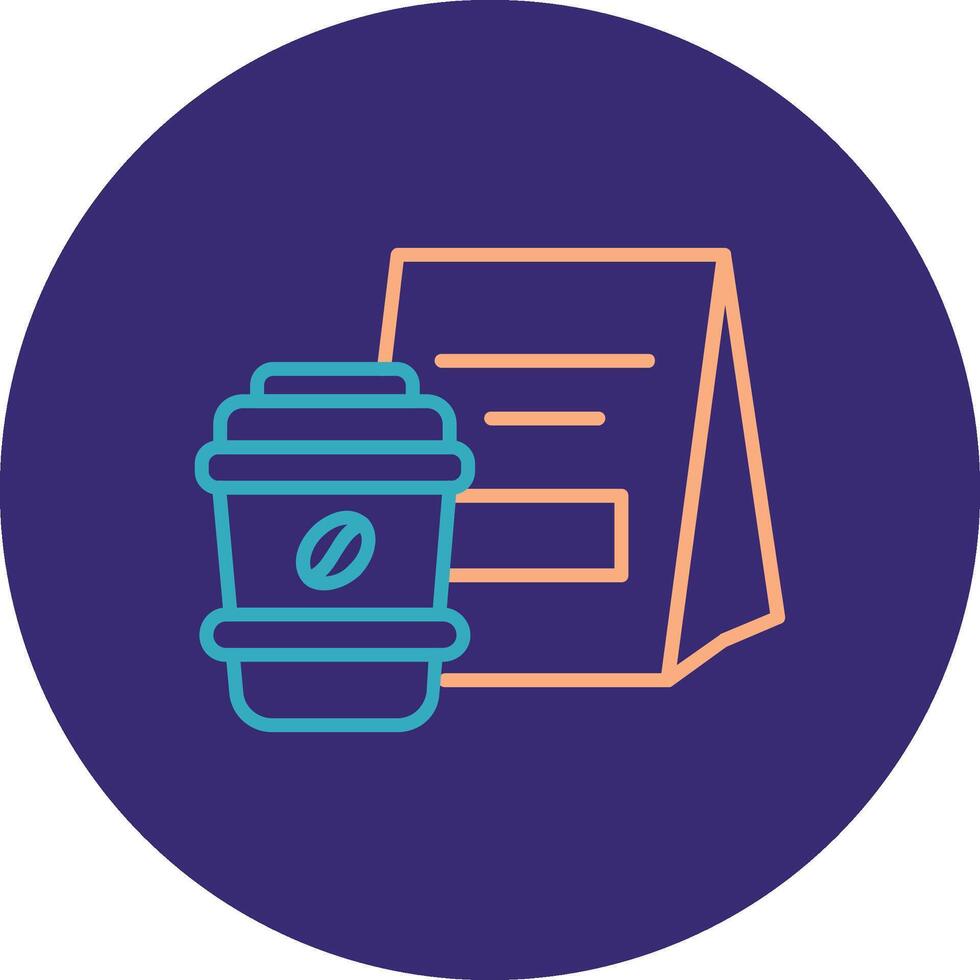Coffee Line Two Color Circle Icon vector