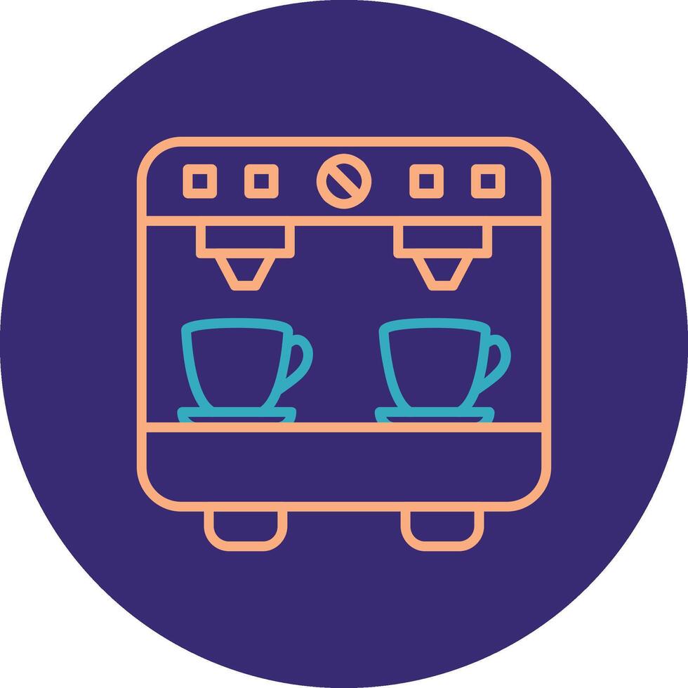 Coffee Machine Line Two Color Circle Icon vector