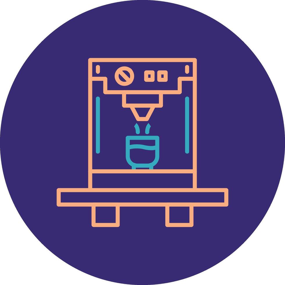 Coffee Machine Line Two Color Circle Icon vector