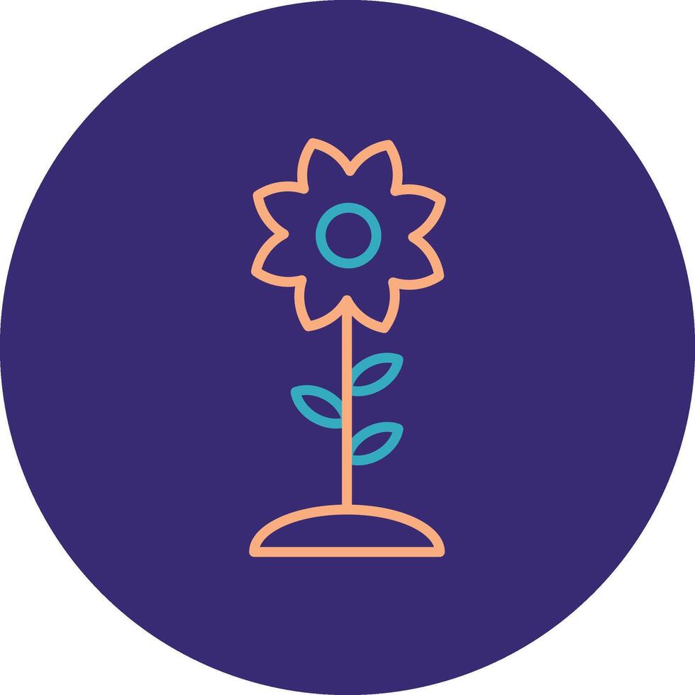 Flower Line Two Color Circle Icon vector