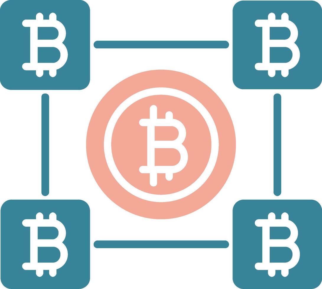 Bitcoin Blocks Glyph Two Color Icon vector