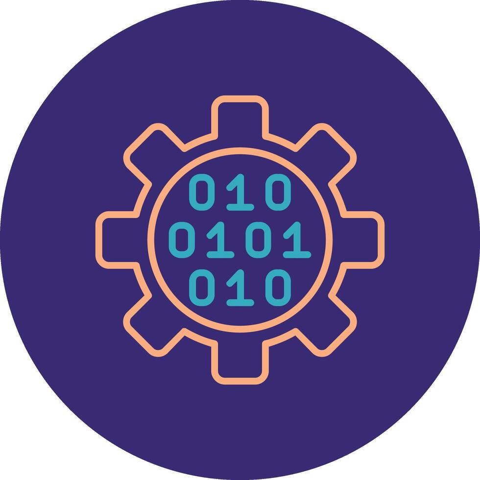 Gear Line Two Color Circle Icon vector