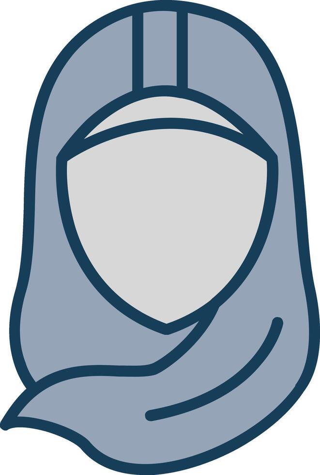 Hijab Line Filled Grey Icon vector