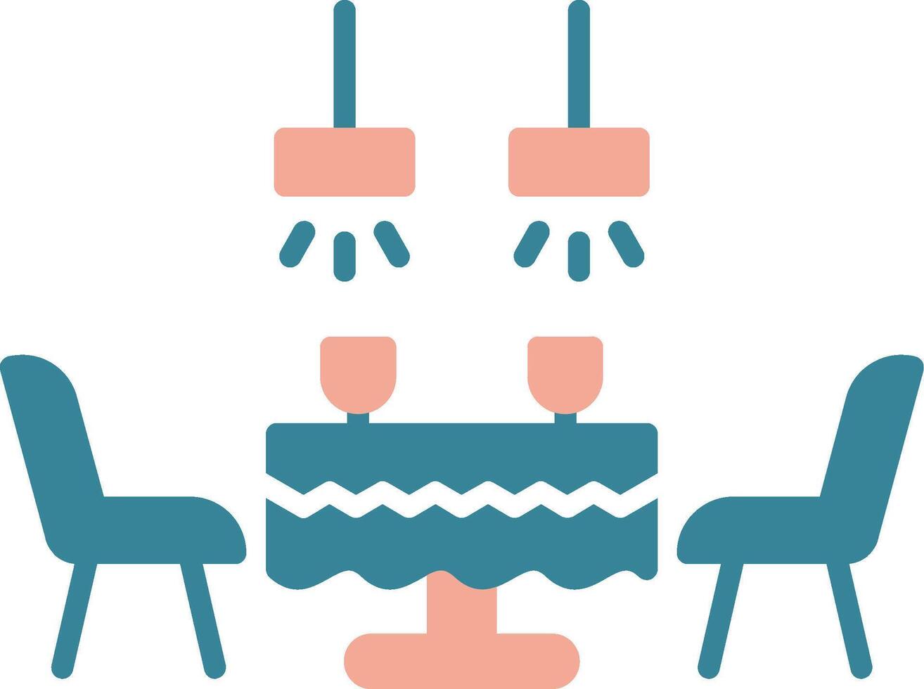 icono de dos colores de glifo de mesa de comedor vector
