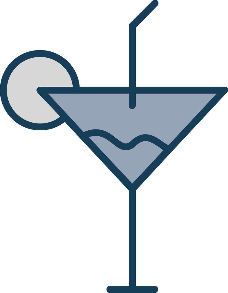 Cocktail Line Filled Grey Icon vector