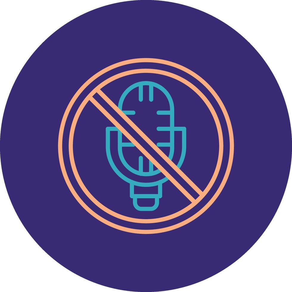 No Microphone Line Two Color Circle Icon vector
