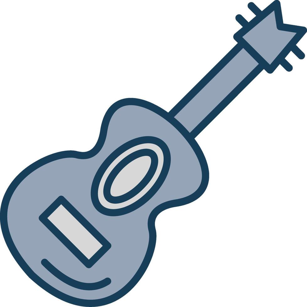 guitarra línea lleno gris icono vector