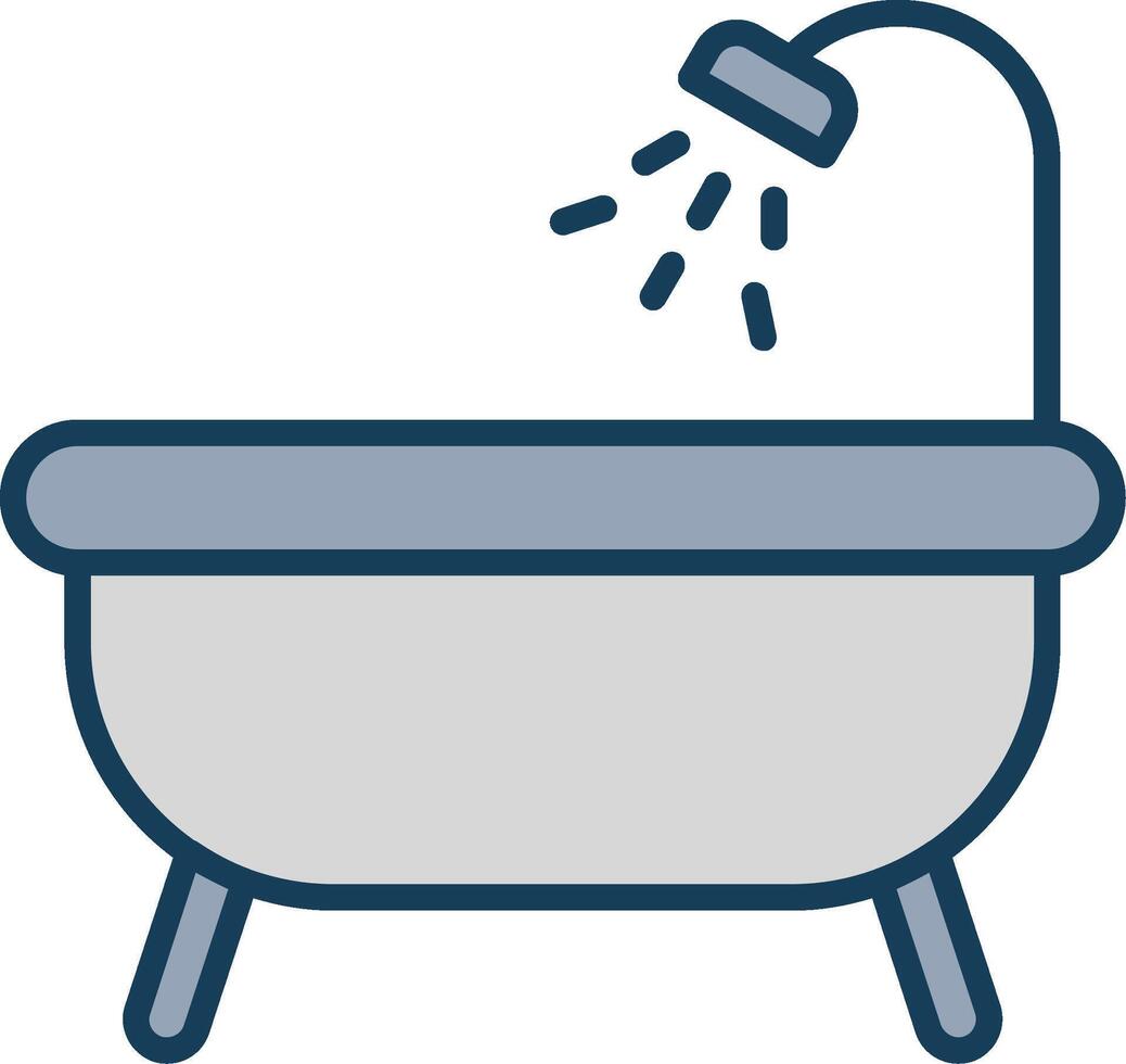 bañera línea lleno gris icono vector