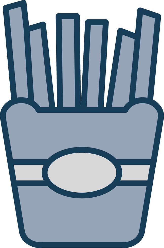 French Fries Line Filled Grey Icon vector