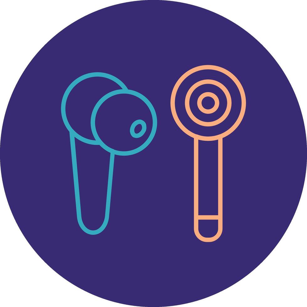 Earbud Line Two Color Circle Icon vector