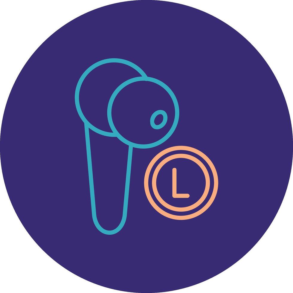Earbud Line Two Color Circle Icon vector