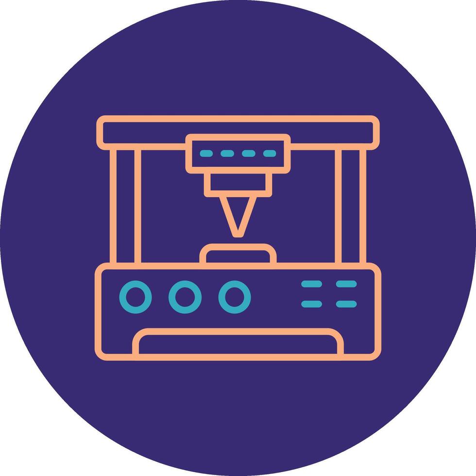3d Printer Line Two Color Circle Icon vector