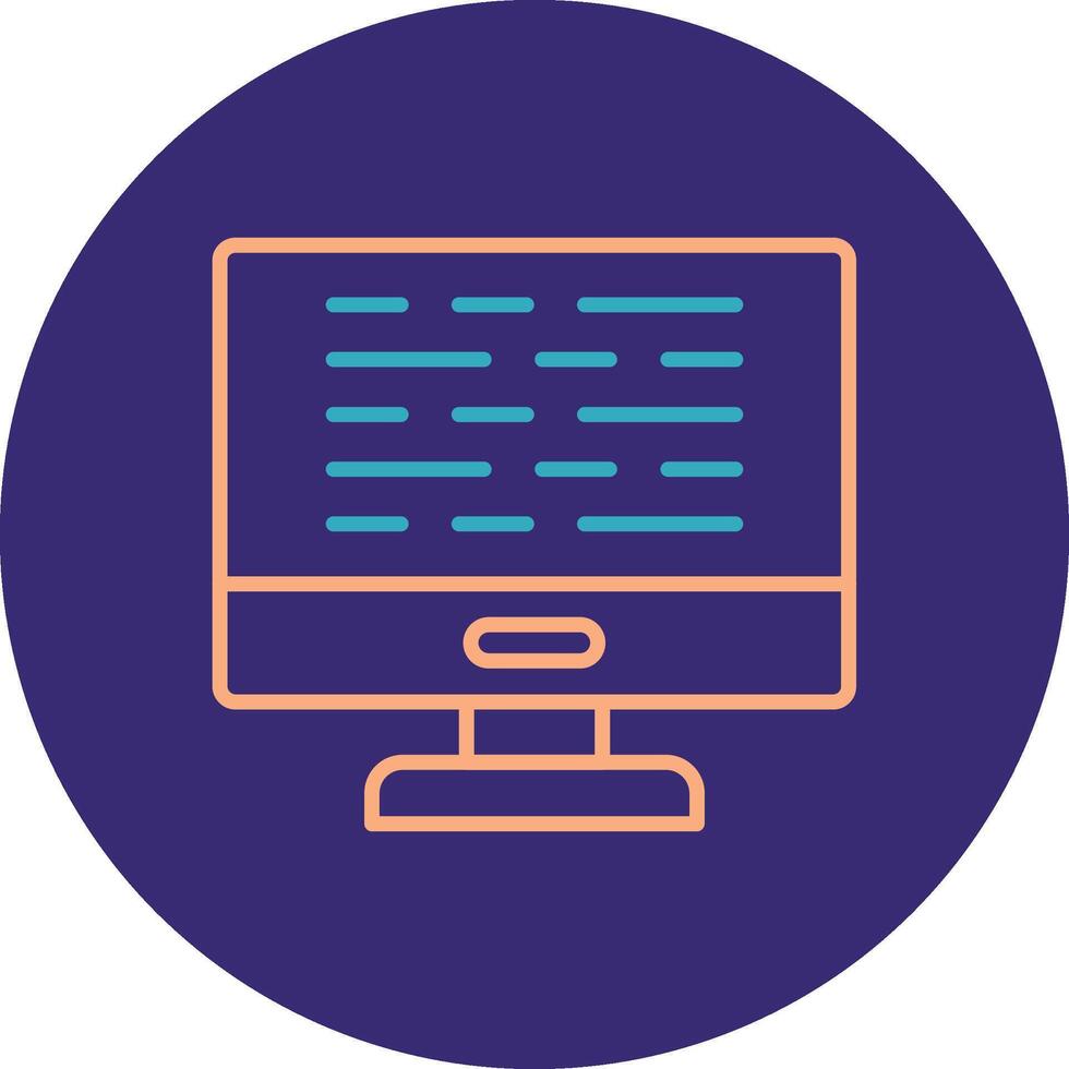 Computer Line Two Color Circle Icon vector