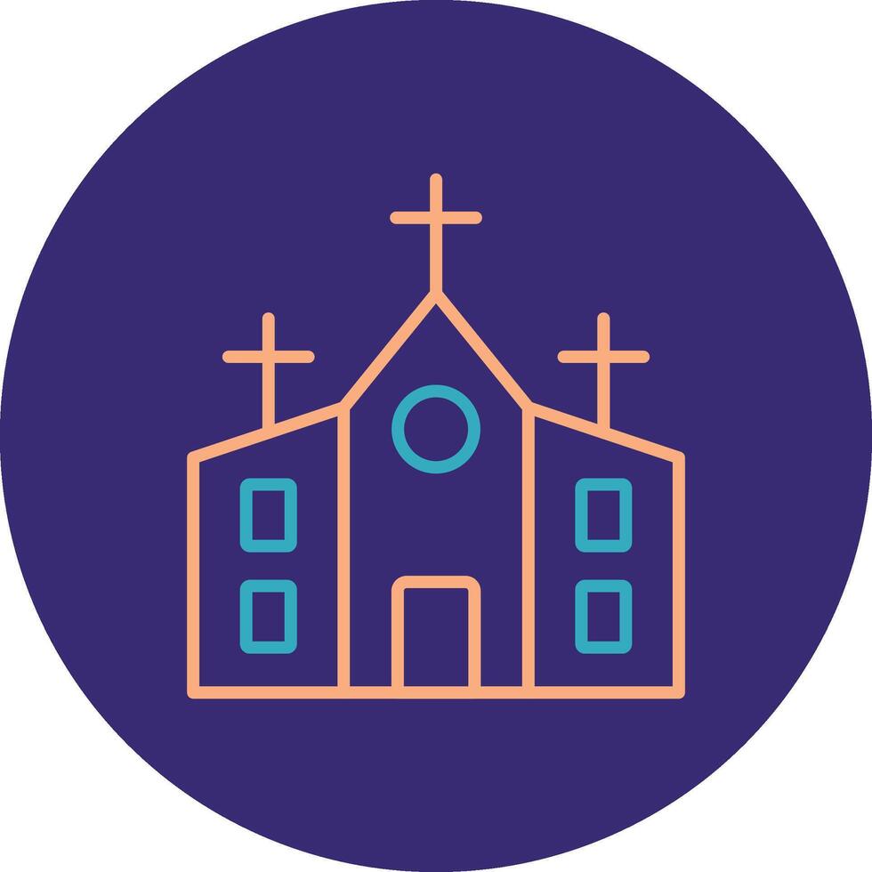 Church Line Two Color Circle Icon vector