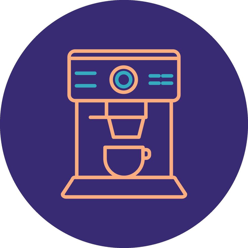 Coffee Machine Line Two Color Circle Icon vector
