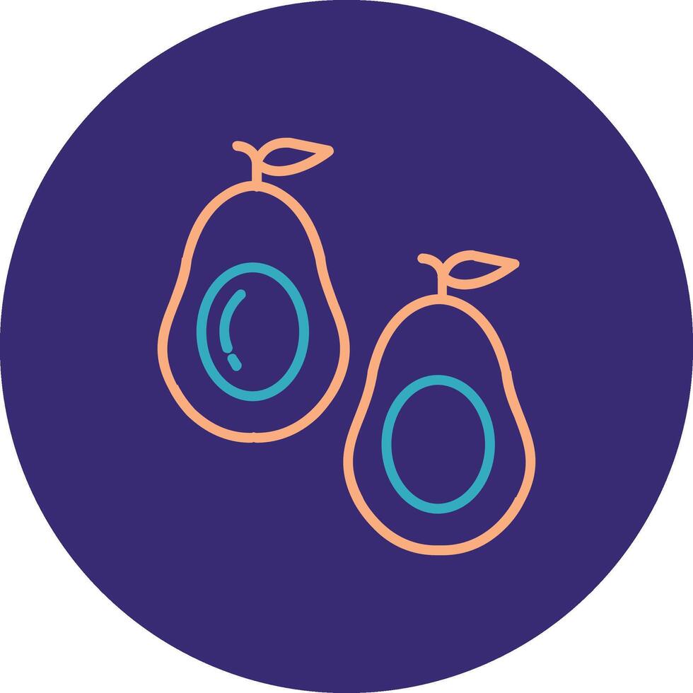 Avocado Line Two Color Circle Icon vector