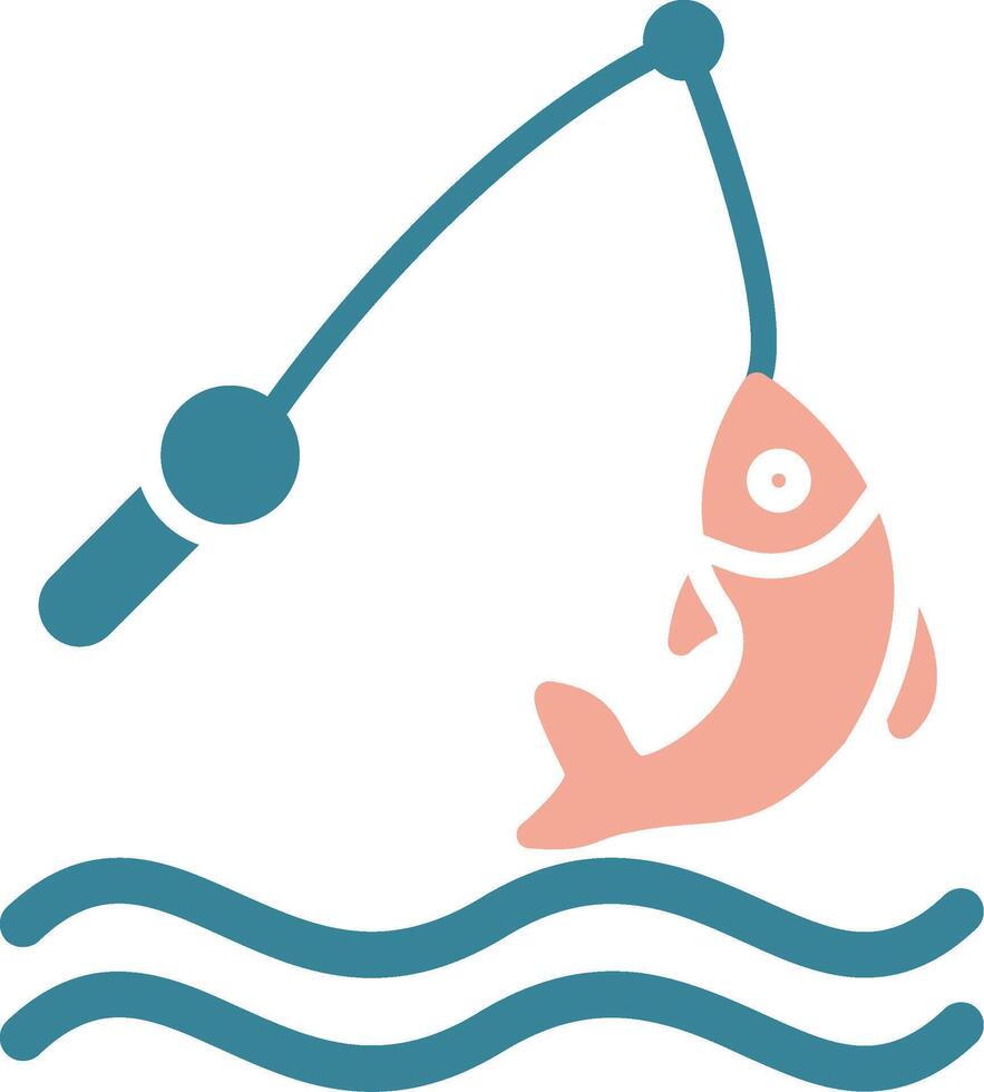 Fishing Glyph Two Color Icon vector