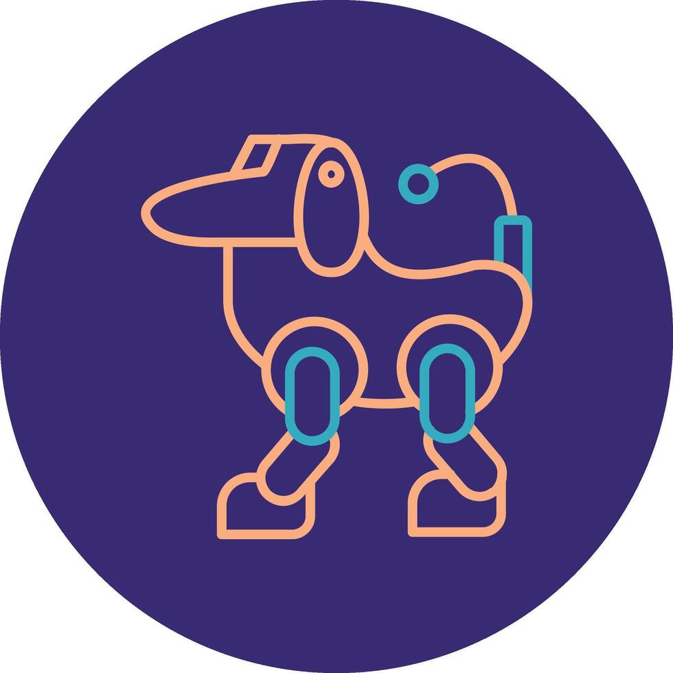 Robot Line Two Color Circle Icon vector