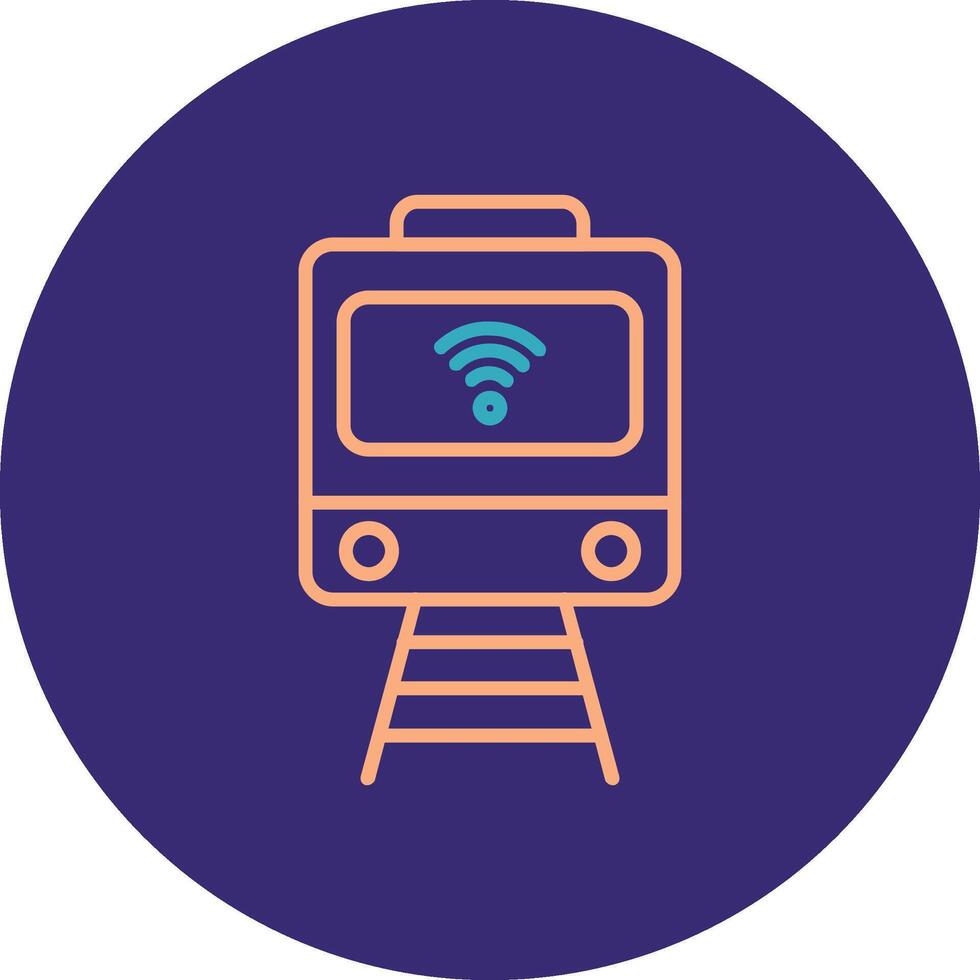 Train Line Two Color Circle Icon vector
