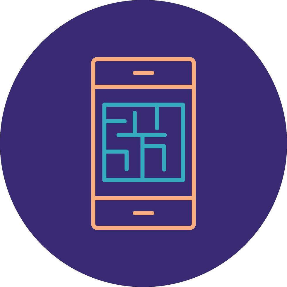 Maze Line Two Color Circle Icon vector
