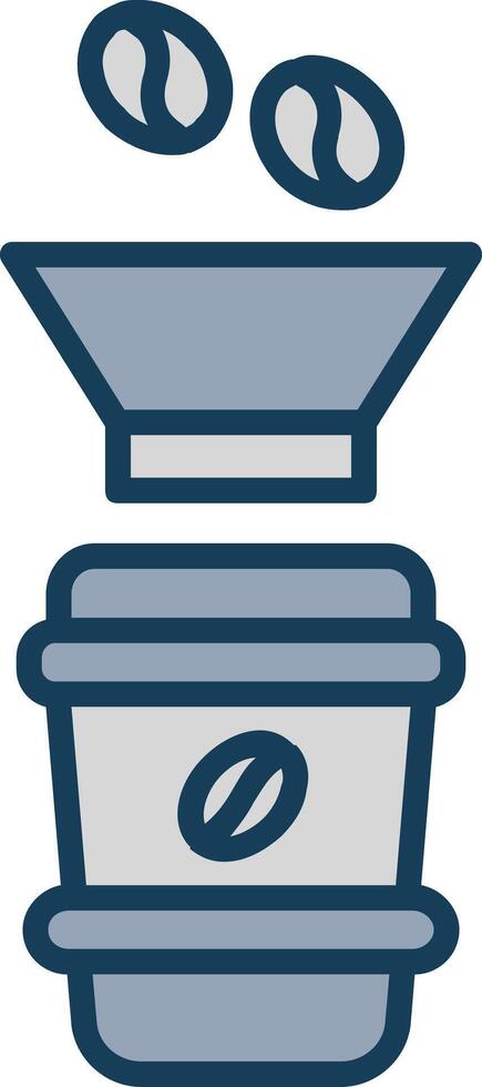 Coffee Filter Line Filled Grey Icon vector