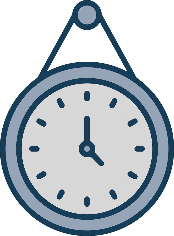 Wall Clock Line Filled Grey Icon vector