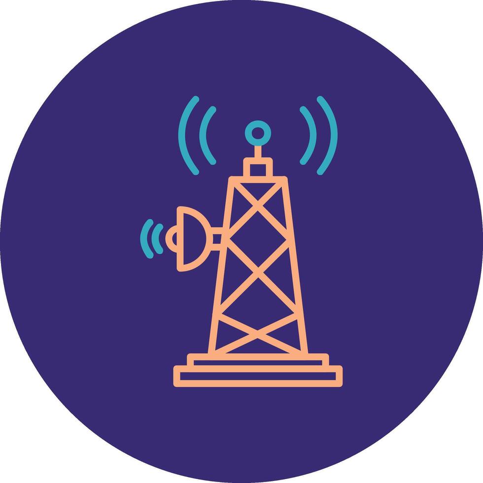 Signal Tower Line Two Color Circle Icon vector