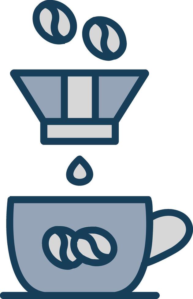 Coffee Filter Line Filled Grey Icon vector