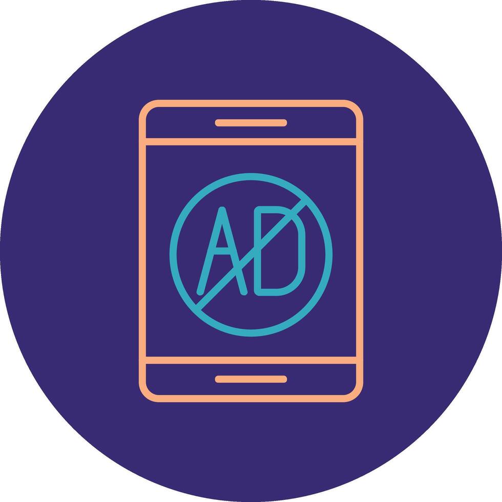 Ad Blocker Line Two Color Circle Icon vector