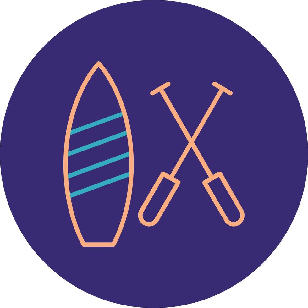 Paddle Board Line Two Color Circle Icon vector