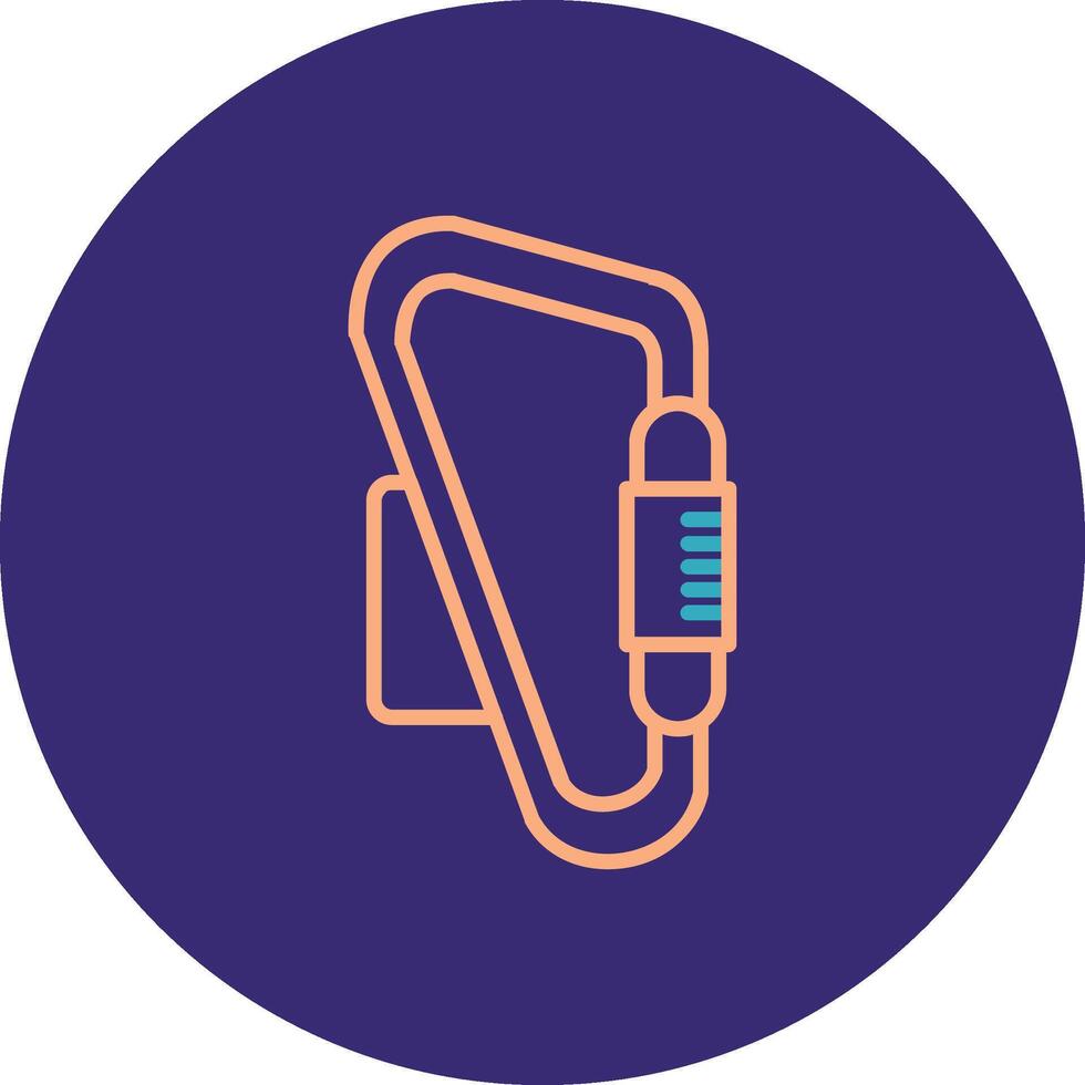 Carabiner Line Two Color Circle Icon vector